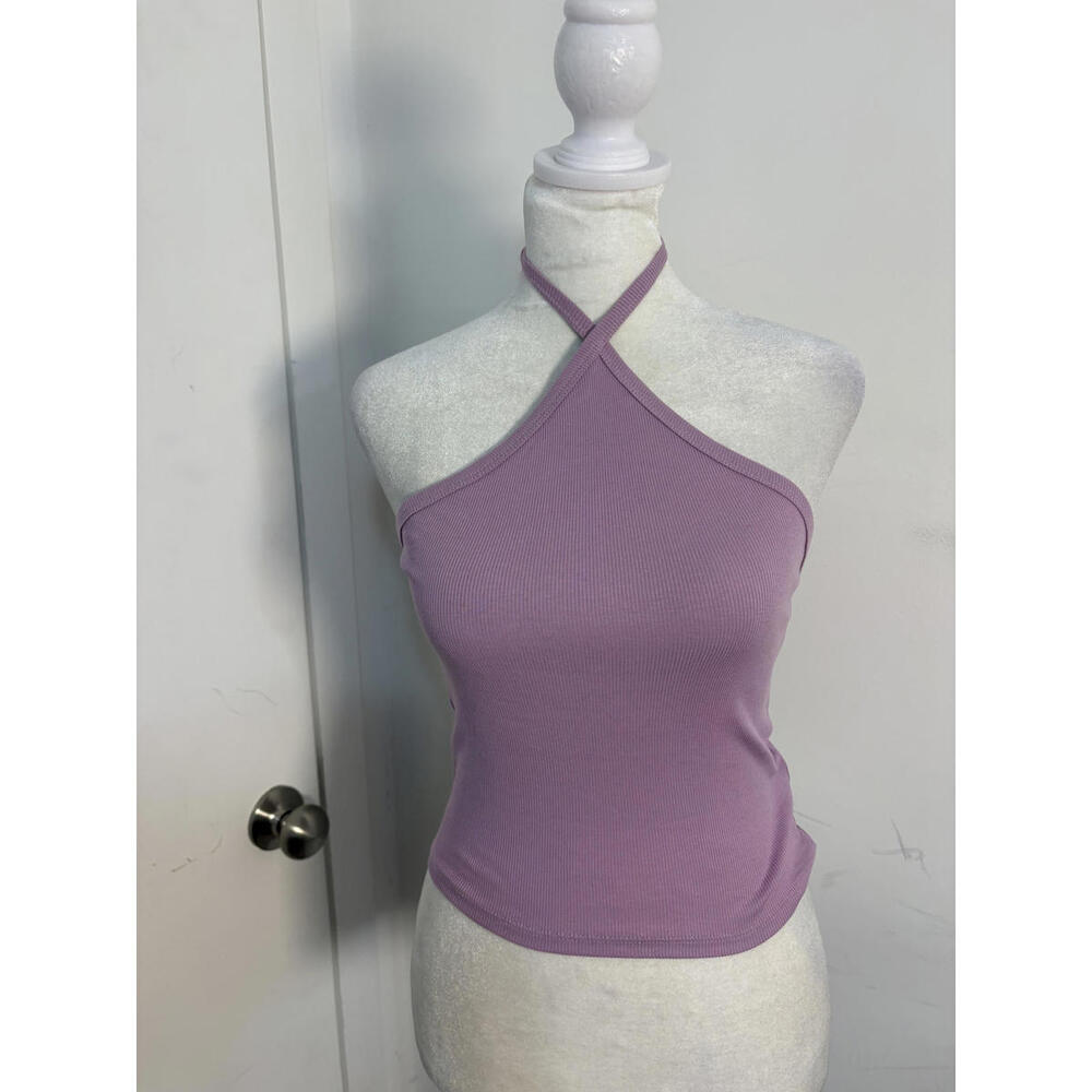 Madewell Lilac Ribbed Halter Tank Top